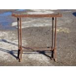 A pair of cast iron trestle table bases, H 76cm x W 78cm (2)