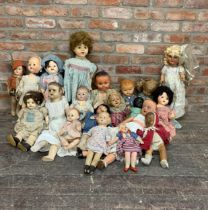 Large assortment of antique and vintage children's dolls to include celluloid, cloth and bisque