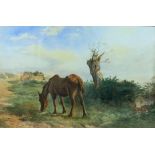 Richard Beavis (1824-1896) - horse in rural landscape, signed, watercolour, 45 x 68cm, gilt frame