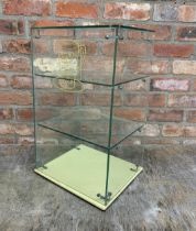 Vintage glass counter top display cabinet stamped 'Ovaltine, Delicious Hot Or Cold' to front