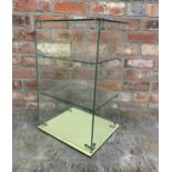 Vintage glass counter top display cabinet stamped 'Ovaltine, Delicious Hot Or Cold' to front