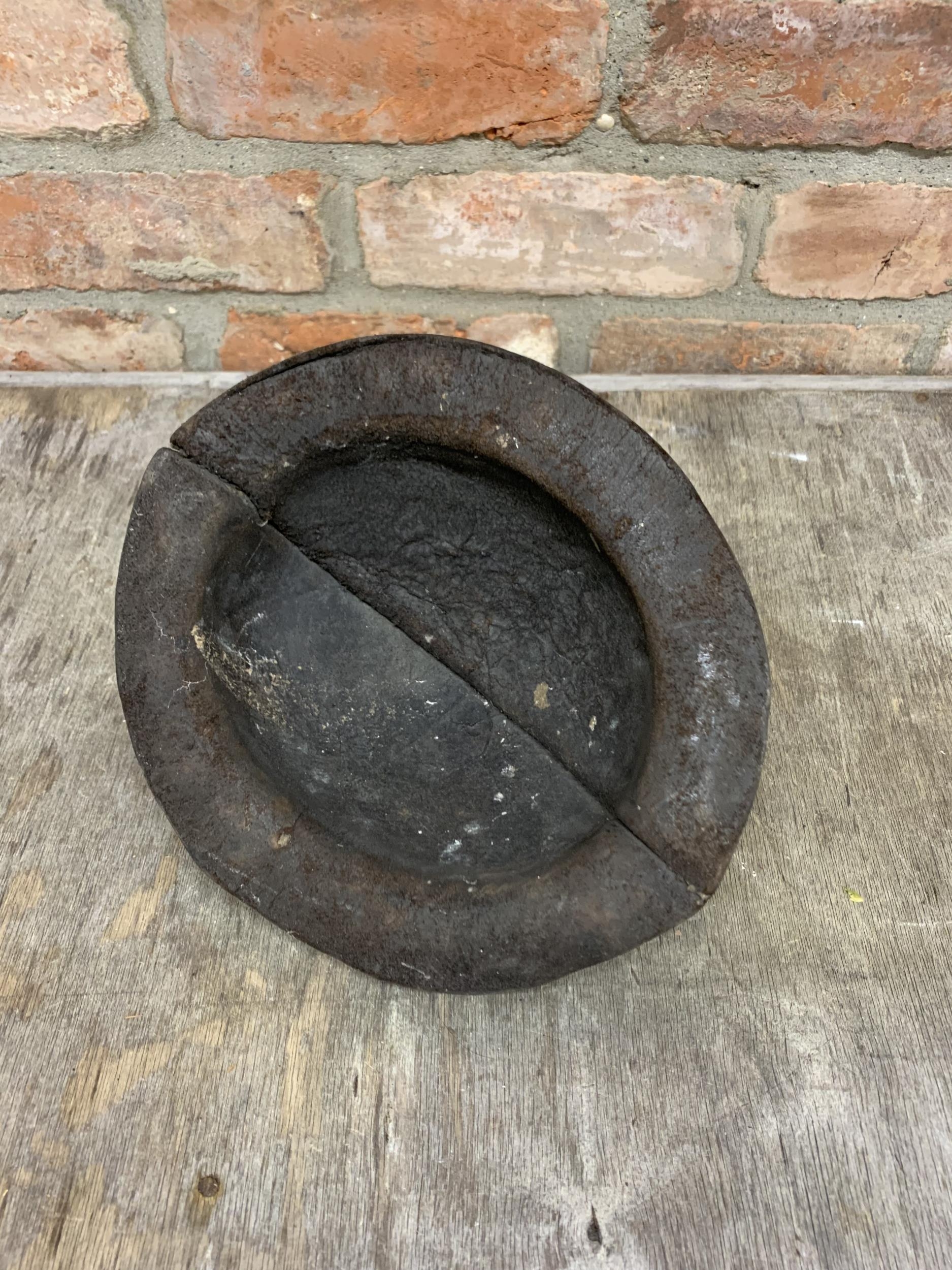 Antique leather tin miners helmet - Image 3 of 3