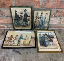 Quantity of antique Victorian framed fashion themed etchings (4)