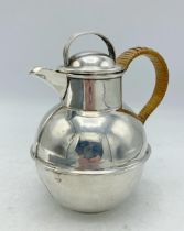 1960s antique style silver Jersey can or jug, with lid and woven handle, maker Kenneth Tyler Key,