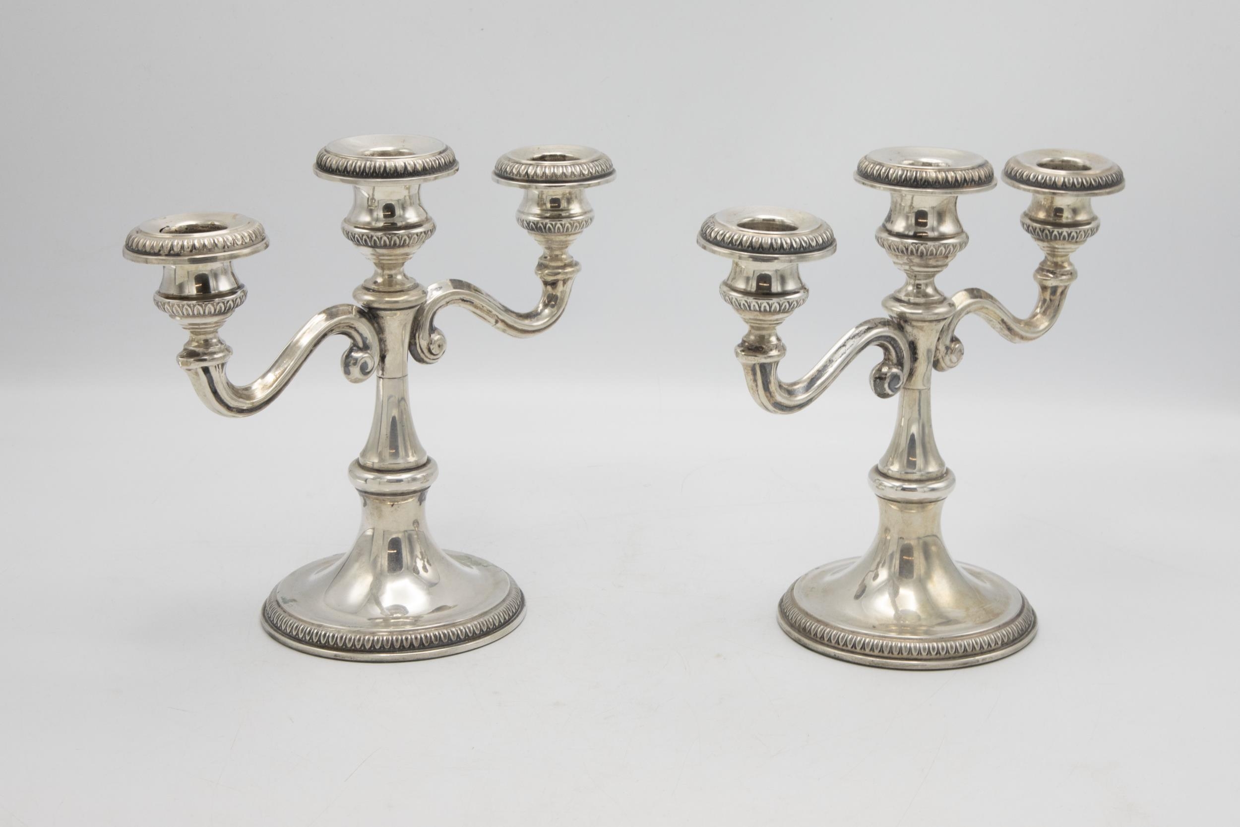 Pair of continental 800 silver twin branch candelabra, 19 x 22cm, 28oz gross - Image 3 of 3