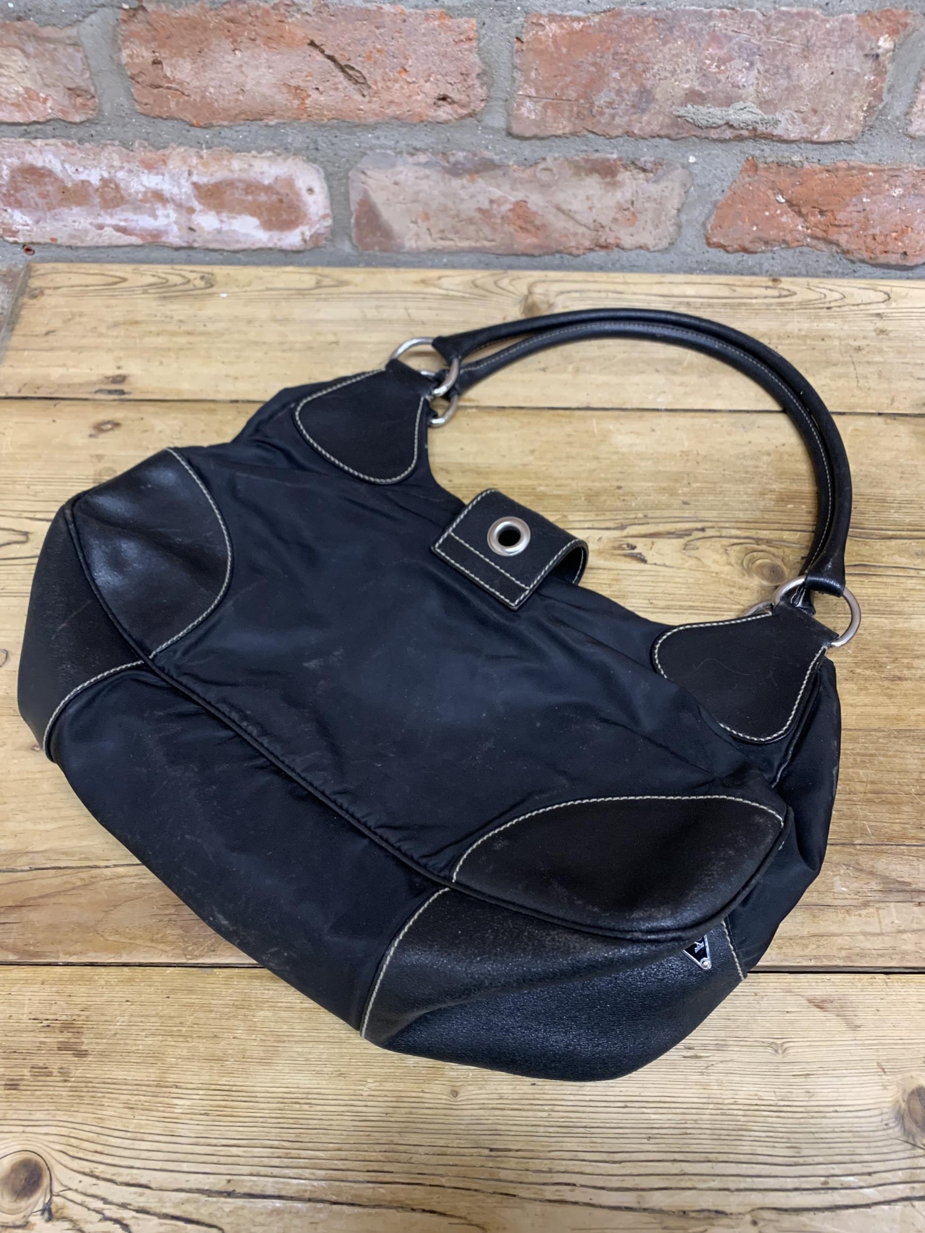 Prada - black nylon and buckle hobo bag with silver tone hardware and dust bag, together with - Image 5 of 12