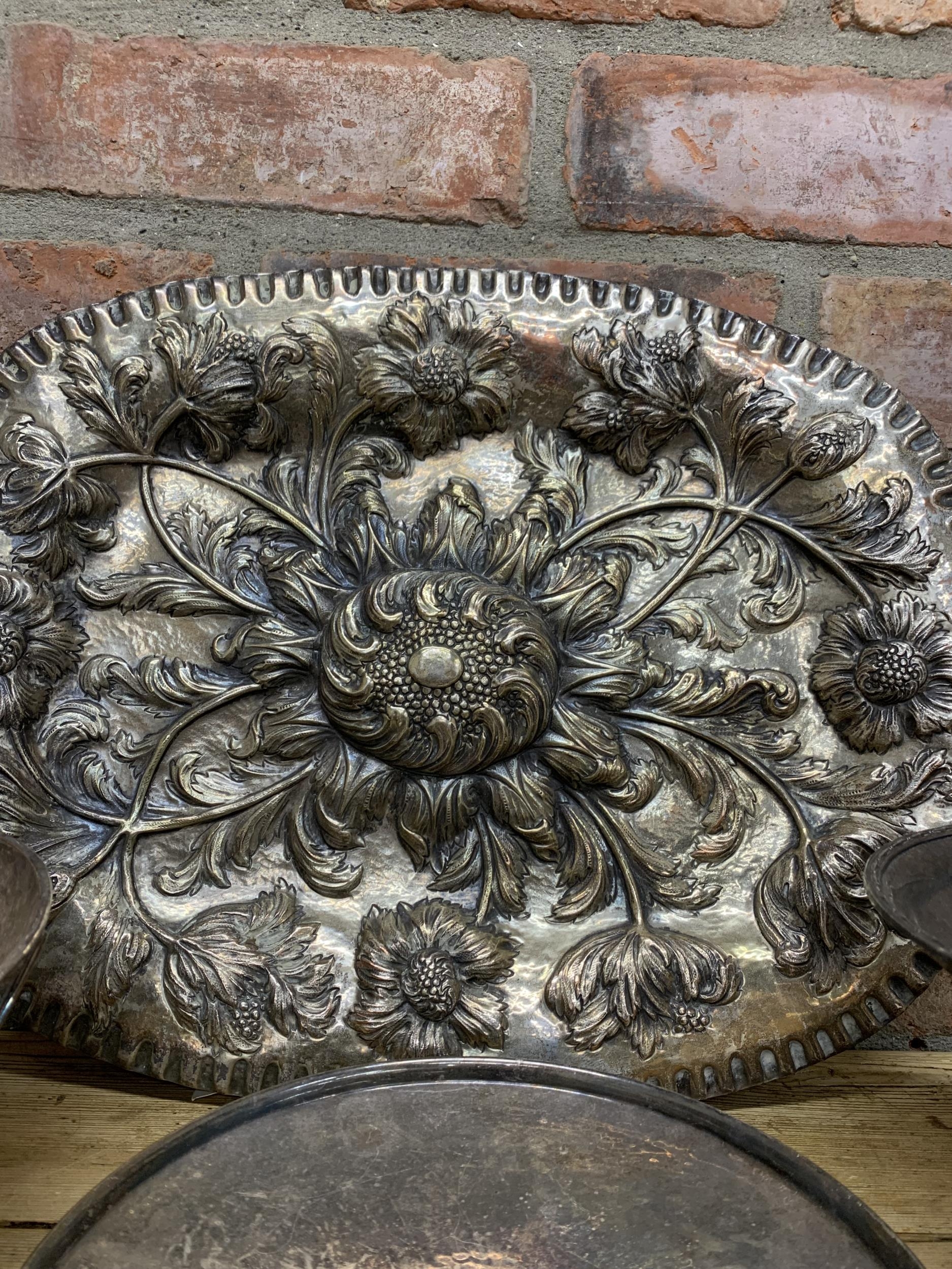 Quantity of Arts & Crafts silver plate to include tazzas and impressive rosewater dish embellished - Image 4 of 4