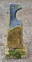 Zimbabwe School (indistinctly signed) - A hardstone sculpture raised on a weathered stone base