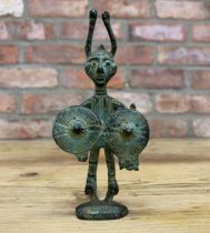 Miniature Nuragica Sardinia bronze warrior sculpture, H 13cm