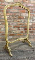 19th century continental gesso painted rococo screen frame, H 107cm x W 70cm