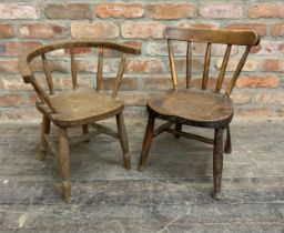 Two vintage spindle back child's chairs (2)