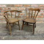 Two vintage spindle back child's chairs (2)