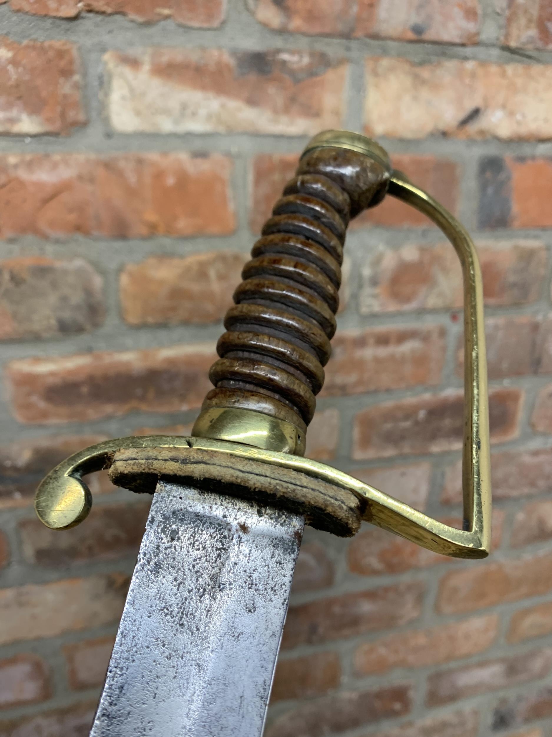 Victorian Constabulary / Prison Wardens short sword with wooden handle, curved fullered blade and - Image 2 of 3