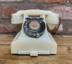 Mid Century GPO ivory coloured rotary dial bakelite phone with call card tray and original 'call