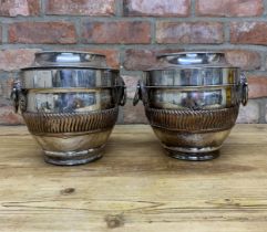 Pair of good quality antique Sheffield plate wine coolers, with twin Bacchus head ring handles and