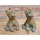 A pair of cast metal gilded terriers (2)