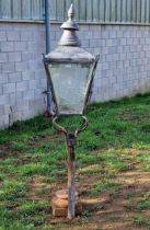 A Victorian cast iron and copper street lamp, H 115cm (lamp)