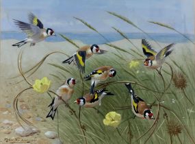 Robin Reckitt (British, 1928) - 'Goldfinches', signed and dated 1983, Malcolm Innes Gallery label