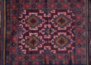 Traditional Baluchi village rug, deep ground, 132 x 92cm