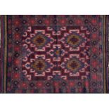 Traditional Baluchi village rug, deep ground, 132 x 92cm