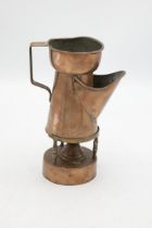 Unusual campaign copper shaving mug on a burner, possibly converted to a coffee pot?, 19.5cm high