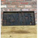 Good vintage industrial printers tray filled with letters and punctuation, 36 x 83cm