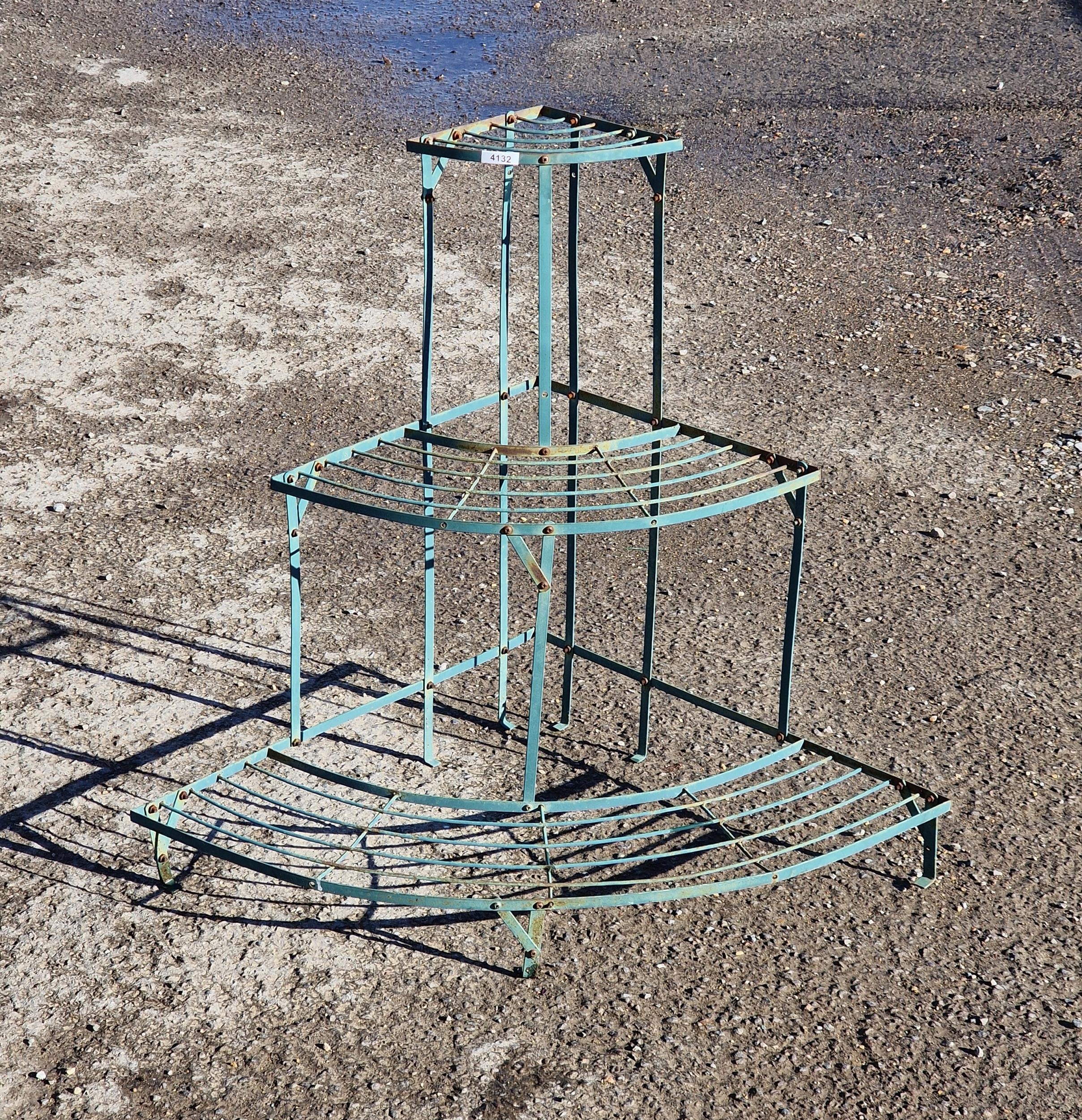 A painted metal demi-lune three tier plant stand, H 75cm - Image 2 of 2