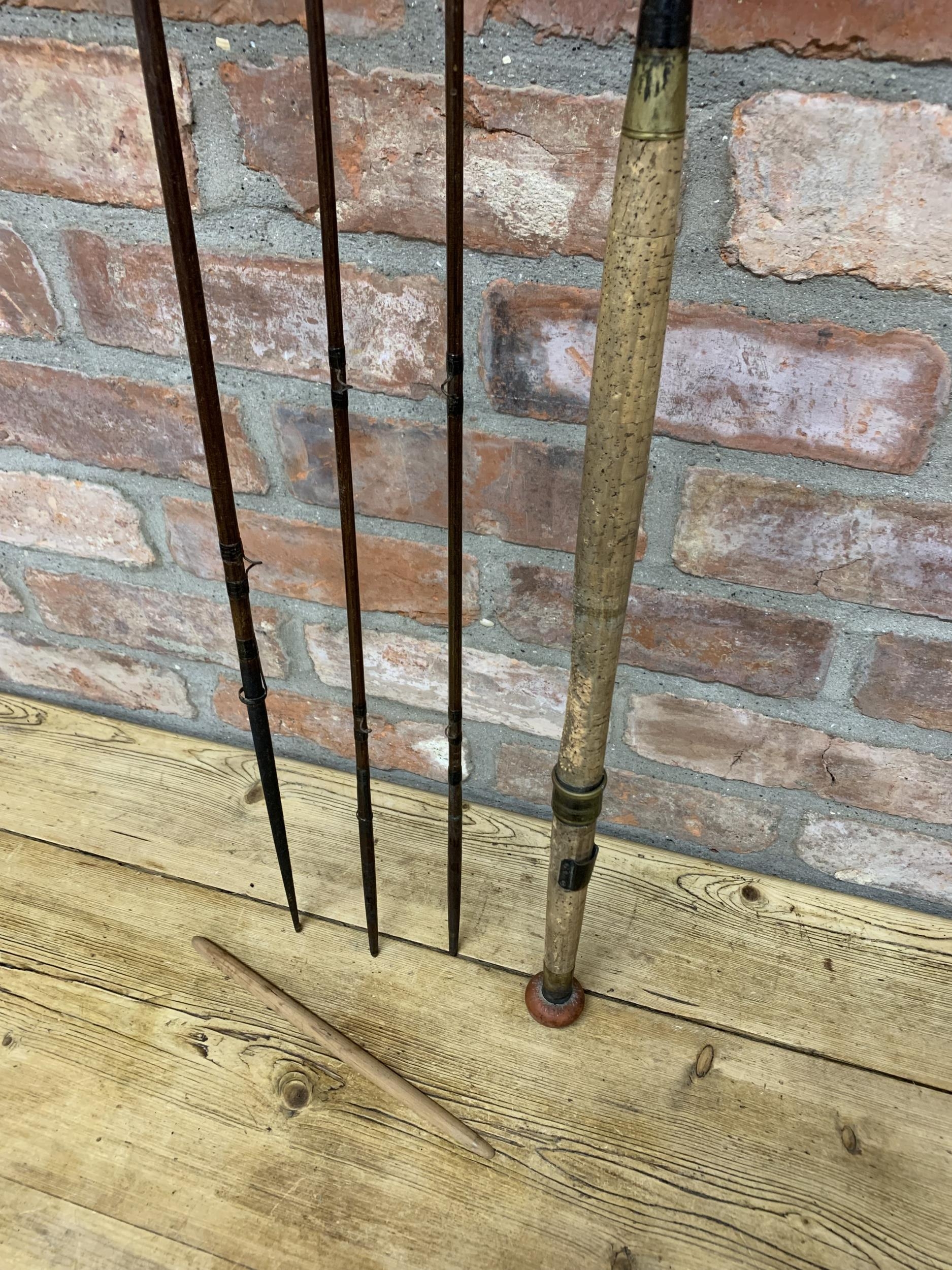 Unusual early split cane spliced fishing rod, in a Playfair of Aberdeen bag - Image 2 of 3