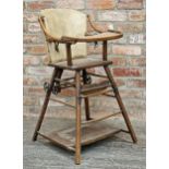 Antique metamorphic child's high chair, H 93cm x W 46cm x D 53cm