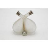 Ribbed glass oil and vinegar bottle with silver top finish, Hukin & Heath, London 1905, H 16cm