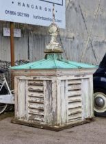 A large vintage Cupola with metal cladded roof and distressed paintwork, H 210cm x W 114cm x D 114cm