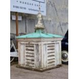 A large vintage Cupola with metal cladded roof and distressed paintwork, H 210cm x W 114cm x D 114cm