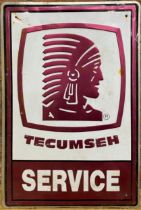 Advertising - Tecumseh Service, embossed aluminium sign with native American, 61 x 41cm