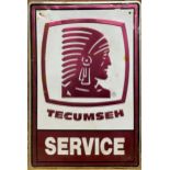 Advertising - Tecumseh Service, embossed aluminium sign with native American, 61 x 41cm