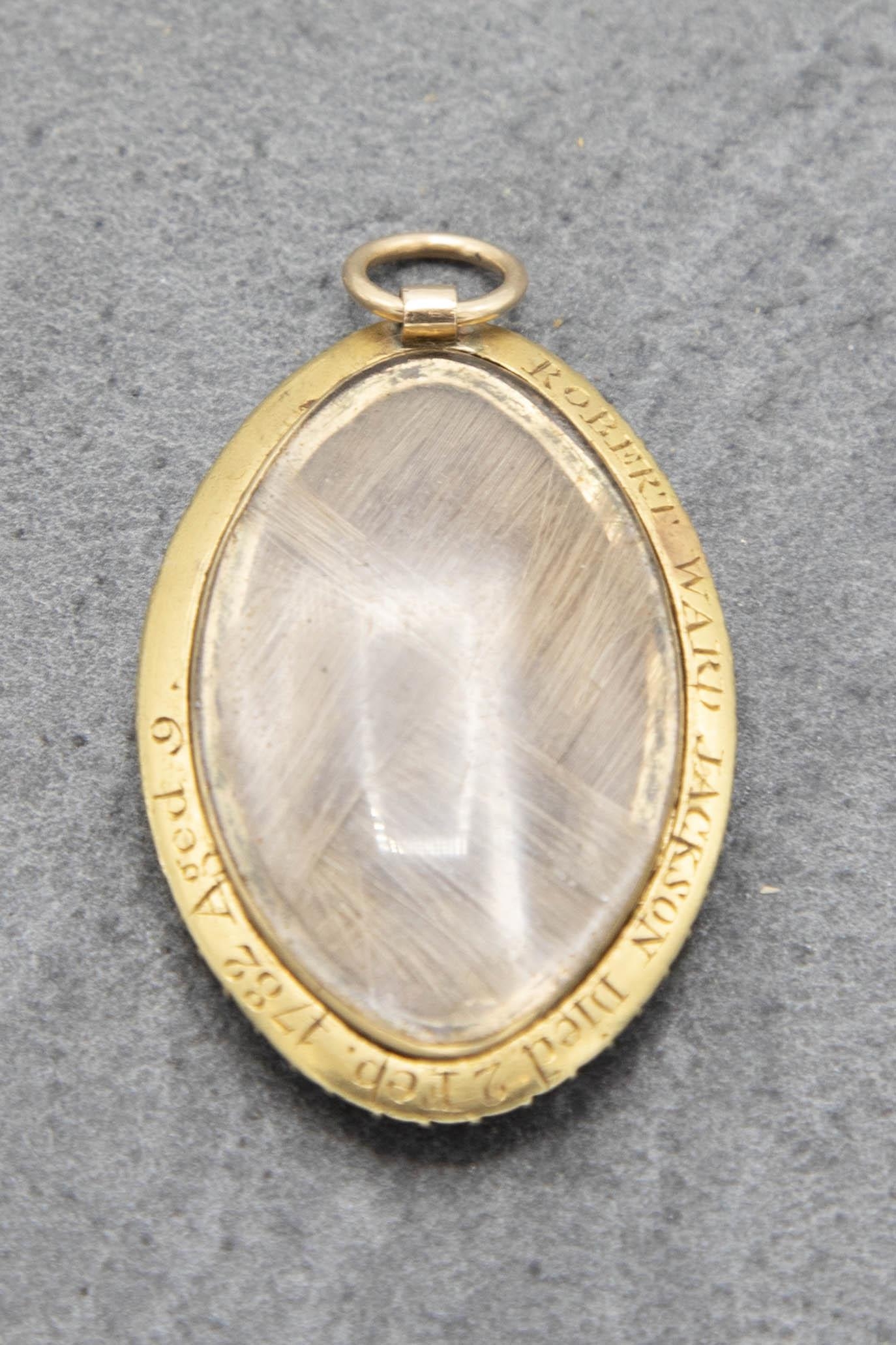 Exceptional George III 18ct and seed pearl mourning pendant, fitted with a maiden and lock of - Image 2 of 2