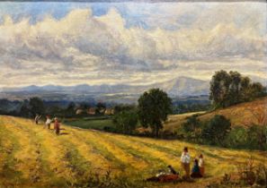 Benjamin Williams Leader RA (1831-1923) - 'Haymaking', signed and dated 1866, oil on board, 20 x