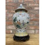 Large Chinese Republic period enamelled paint porcelain baluster vase, scenic central panel scene