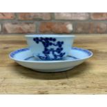 Chinese Nanking Cargo 18th century porcelain tea bowl and saucer, label to base, Saucer D 11.5cm