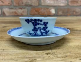 Chinese Nanking Cargo 18th century porcelain tea bowl and saucer, label to base, Saucer D 11.5cm