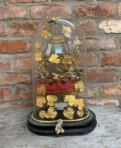 19th century French marriage throne or Globe de Mariee, fitted with wax flowers and gilt