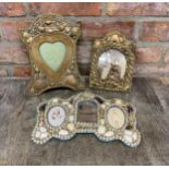 Three Victorian sailors valentine sea shell easel picture frames (3)