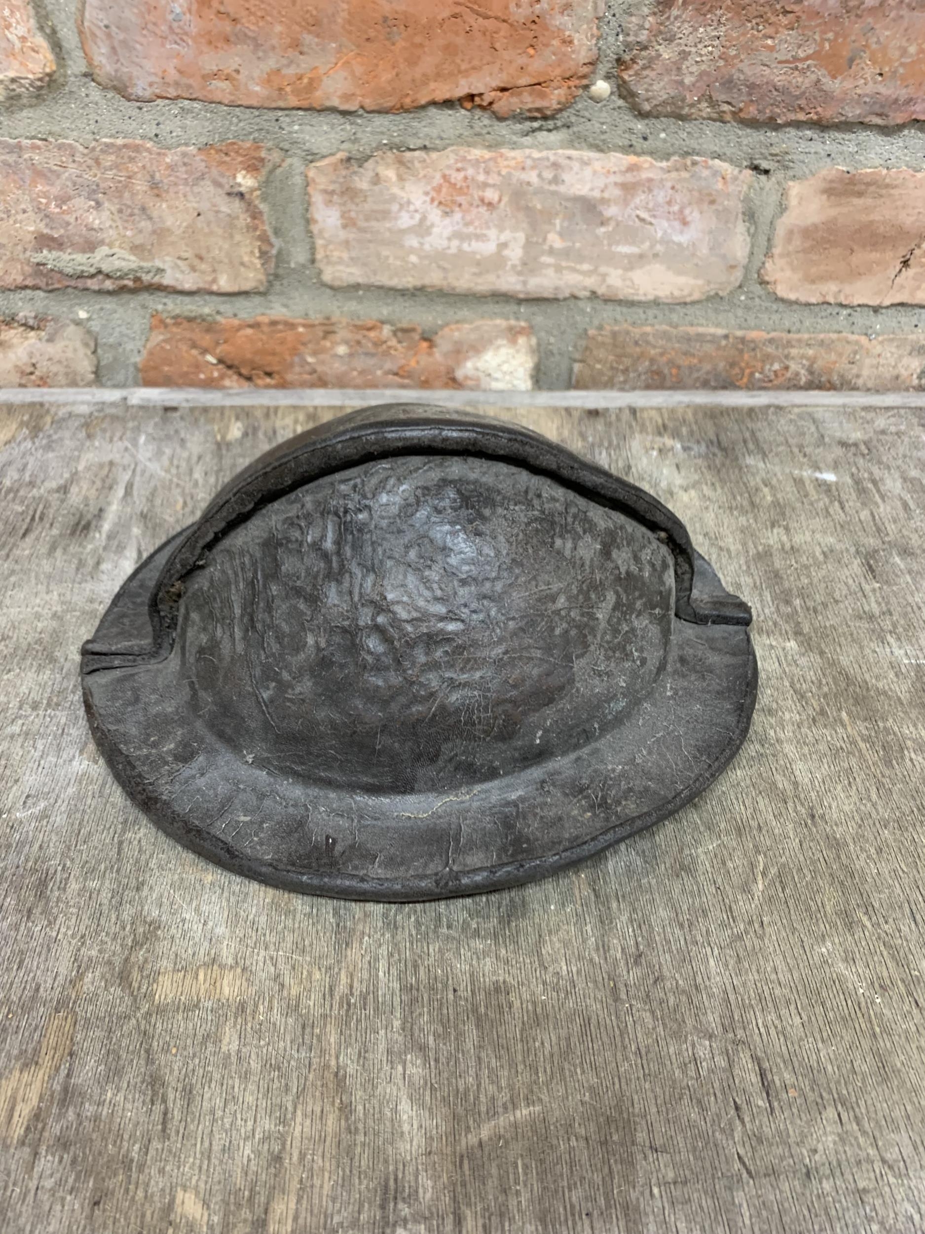 Antique leather tin miners helmet - Image 2 of 3