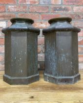 Pair of 19th century faceted brass lamp bases in pagoda form, H