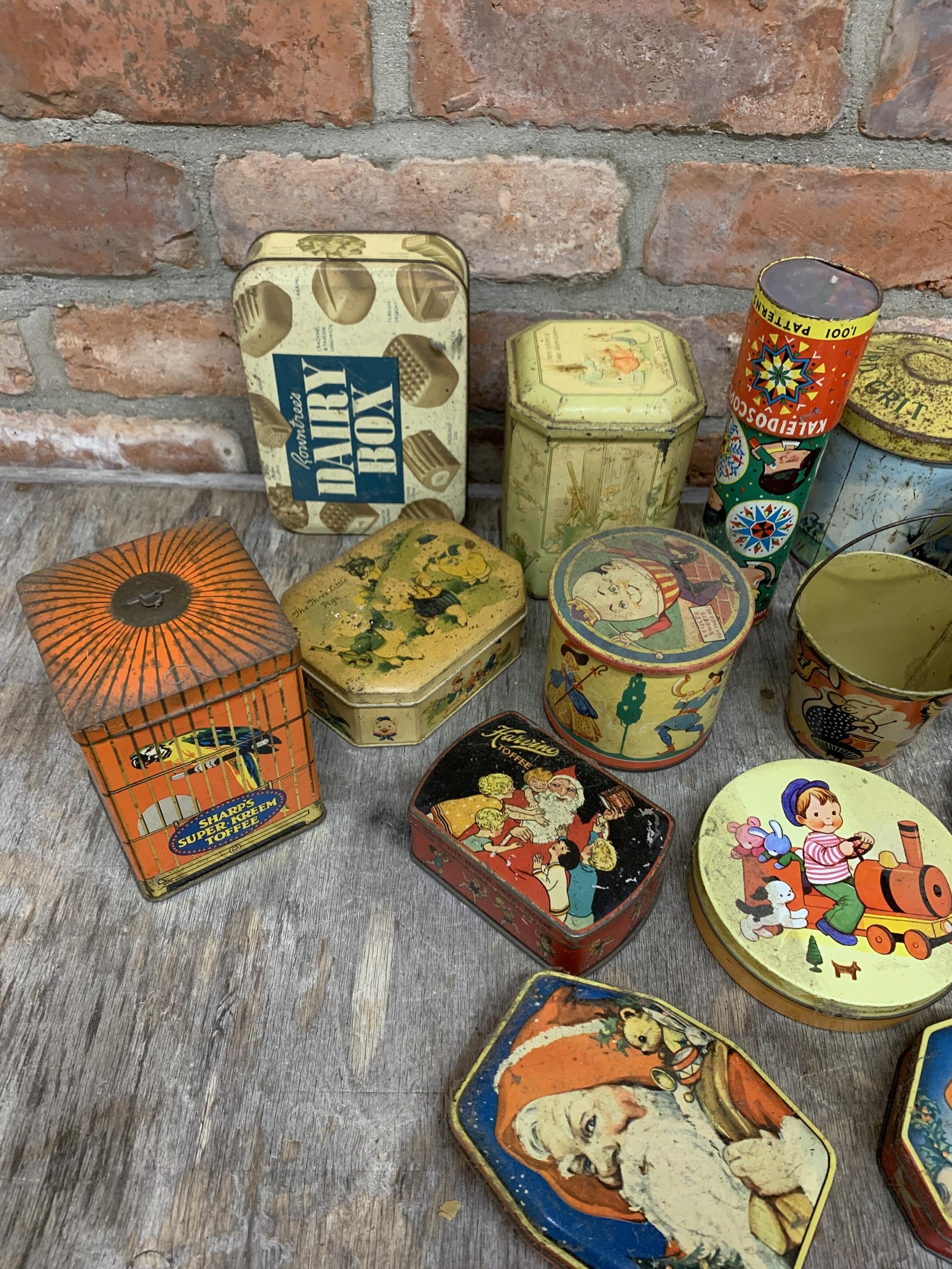 Quantity of childrens themed advertising tins to include rare Harvino Toffee example (17) - Image 2 of 4