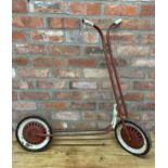 Vintage Triang red and white children's scooter, H 95cm