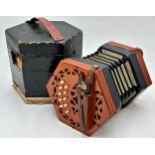 Antique Lachenal C/G 20 Button Anglo Concertina With Case.