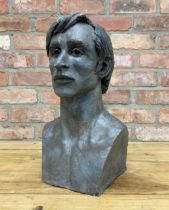 Heavy plaster bust of gentleman, signed 'S.Derri' to reverse, H 46cm