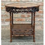 Chinese padauk wood side table with pierced decoration, H 63cm x W 63cm