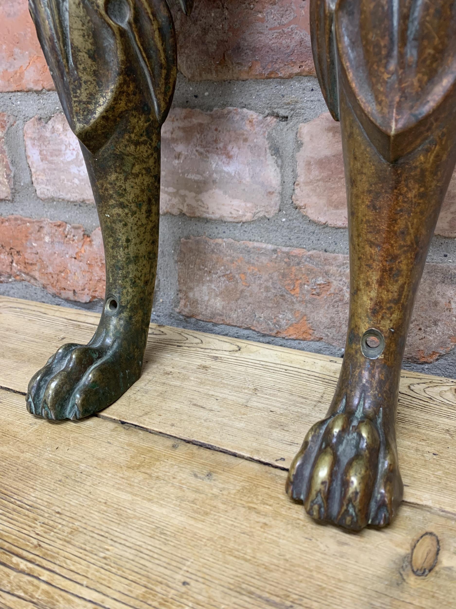 Pair of antique salvaged heavy bronze lion paw furniture legs, L 38cm - Image 3 of 4