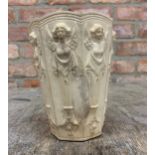 Italian Dini E Cellai Signa teracotta vase with Classical angel decoration, stamped to base, H 15cm